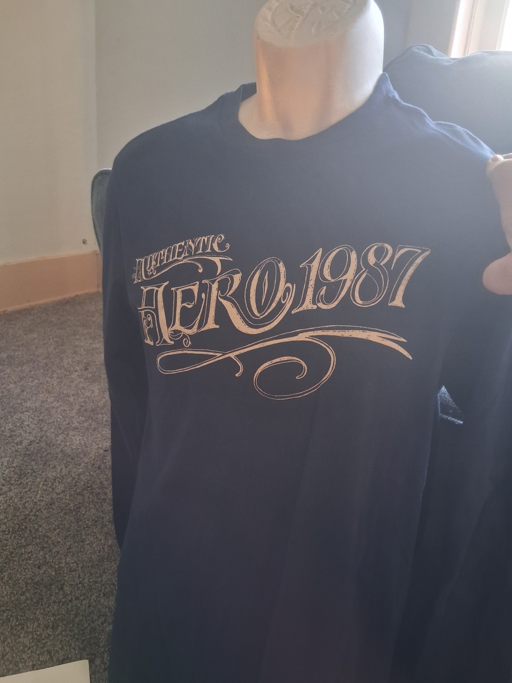 Aeropostale Navy Long Sleeve 'Hero 1987' Graphic Tee